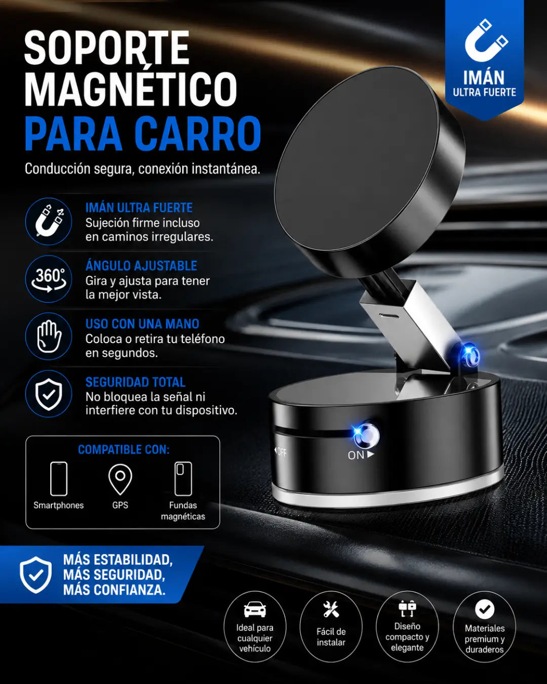 Gripgo Tú Soporte Magnético con succión al Vacío