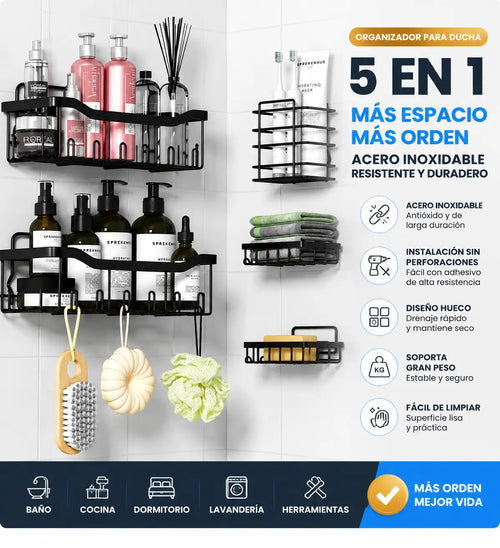 Organizador De Ducha Horizontal 5 En 1